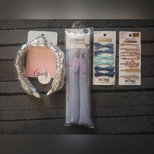NWT 4 Pack Hair Lot 1 Heat Up Loose Waves Roller Set 1 Headband 2 Pack Clip Bow